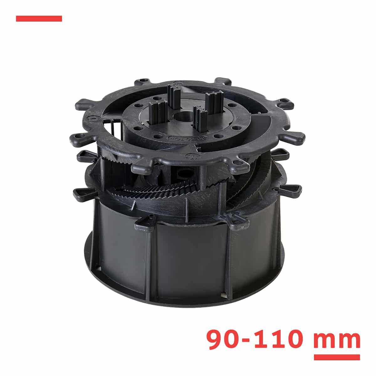 Regulowany wspornik tarasowy serii SPIRAL 90-110 mm do płyt z fugą 5 mm