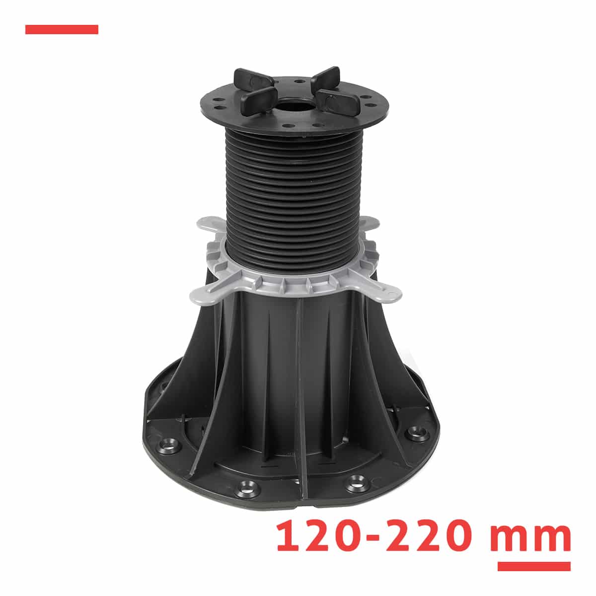 Regulowany wspornik tarasowy STANDARD 120-220 mm do płyt trasowych z fugą 3 mm