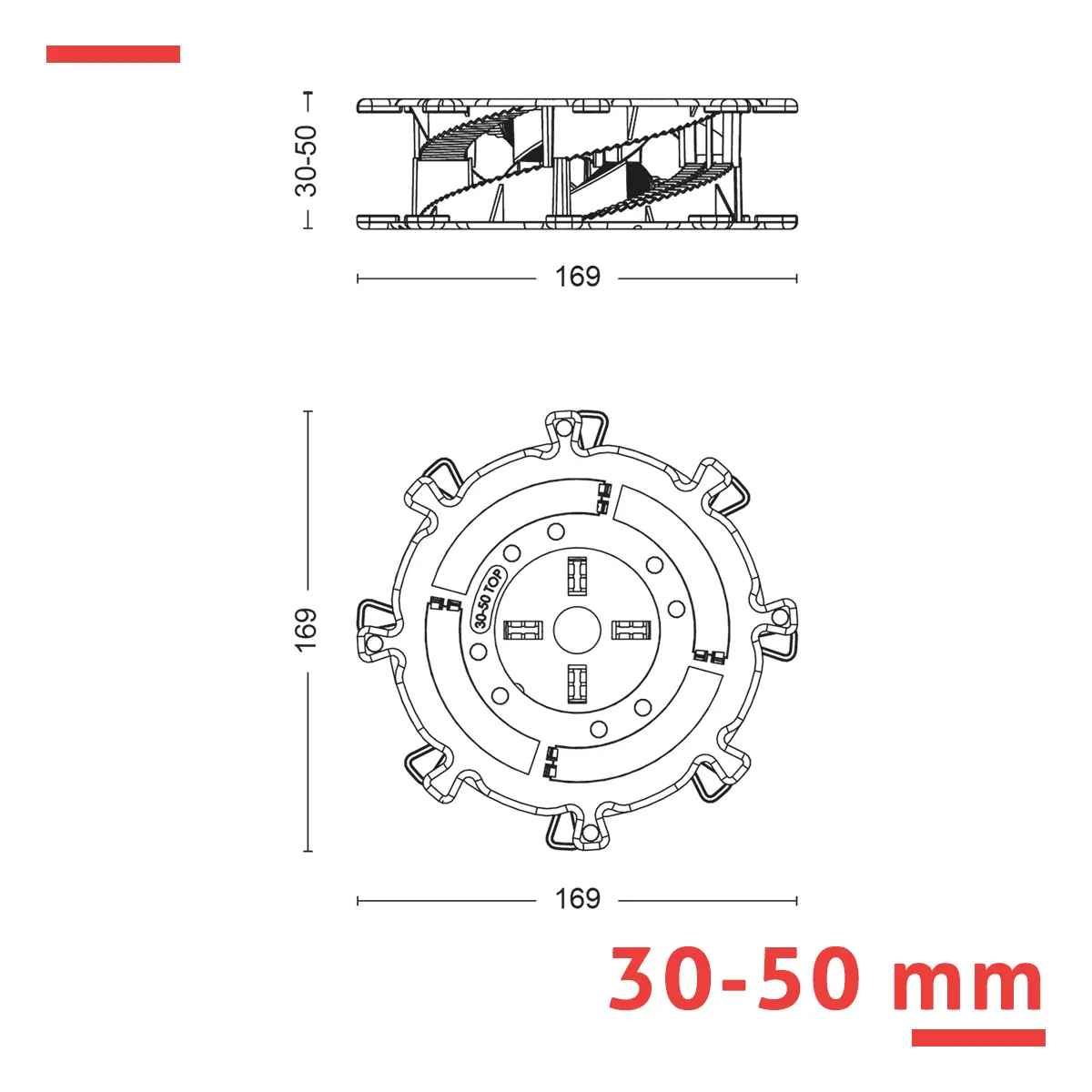 Wspornik regulowany 30-50 mm - do legarów - obrazek 7